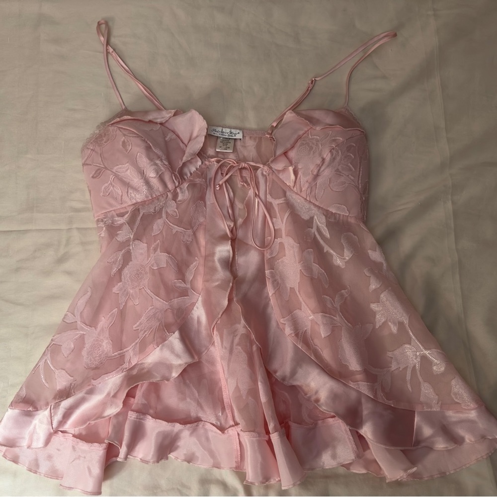 Elegant Pink Floral Babydoll Flyaway